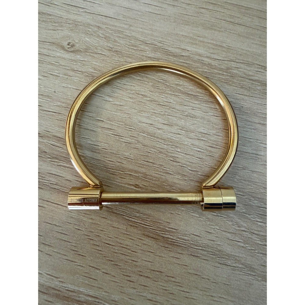 Kinsley Armelle Gold Tone Screw Bar Cuff Bangle Bracelet Minimalist Modern